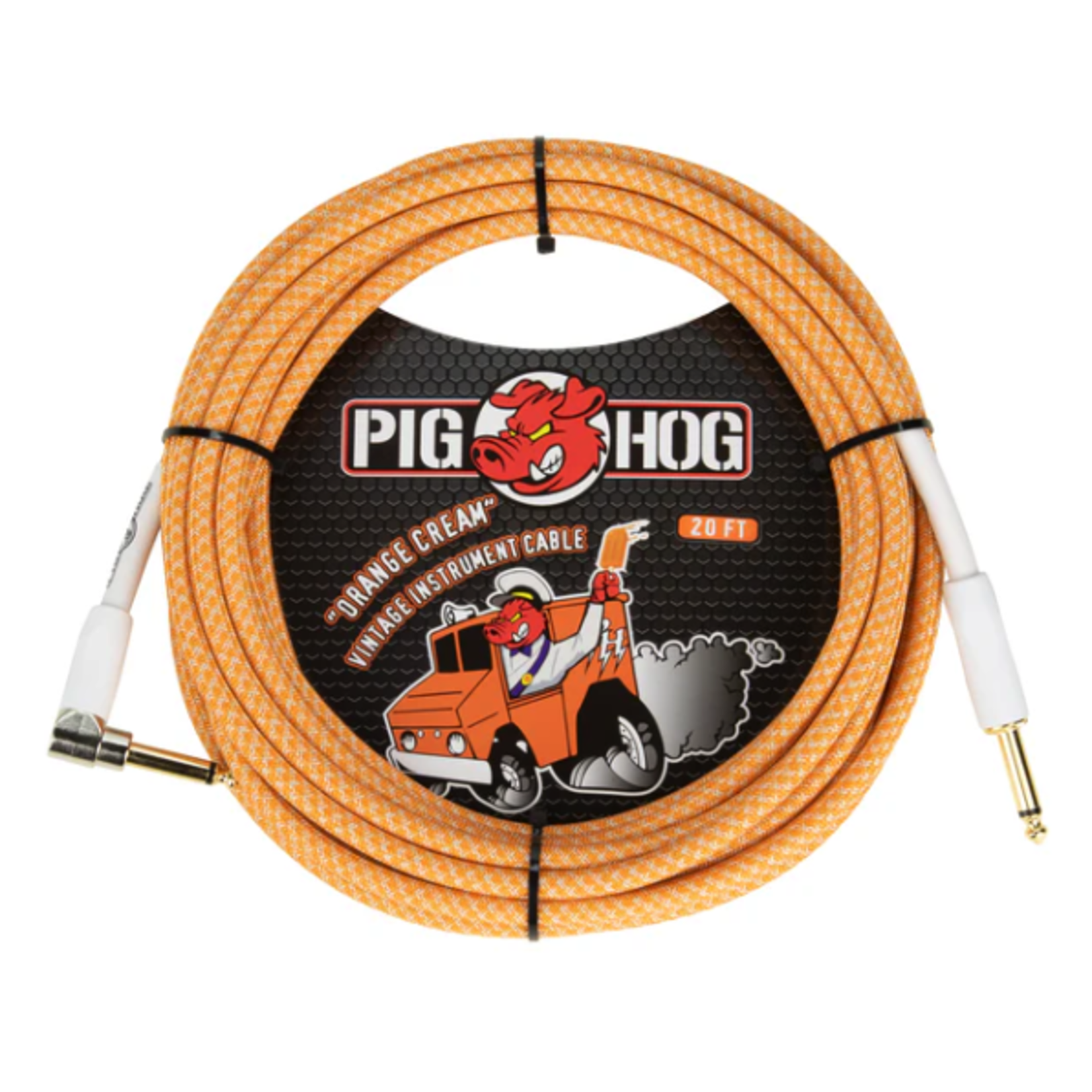 Pig Hog "Orange Crème 2.0" Instrument Cable - 20ft Right Angle