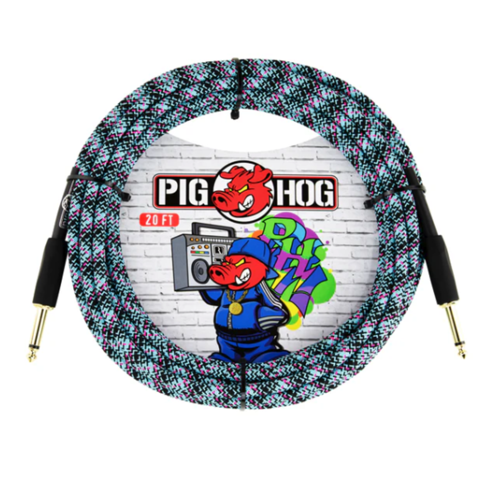 Pig Hog "Blue Graffiti" Instrument Cable - 20ft Straight
