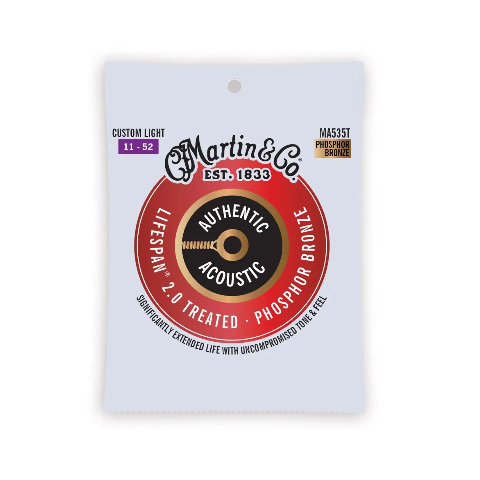 Martin Authentic Acoustic Lifespan® 2.0 Guitar Strings Phosphor Bronze - Custom Light 11-52