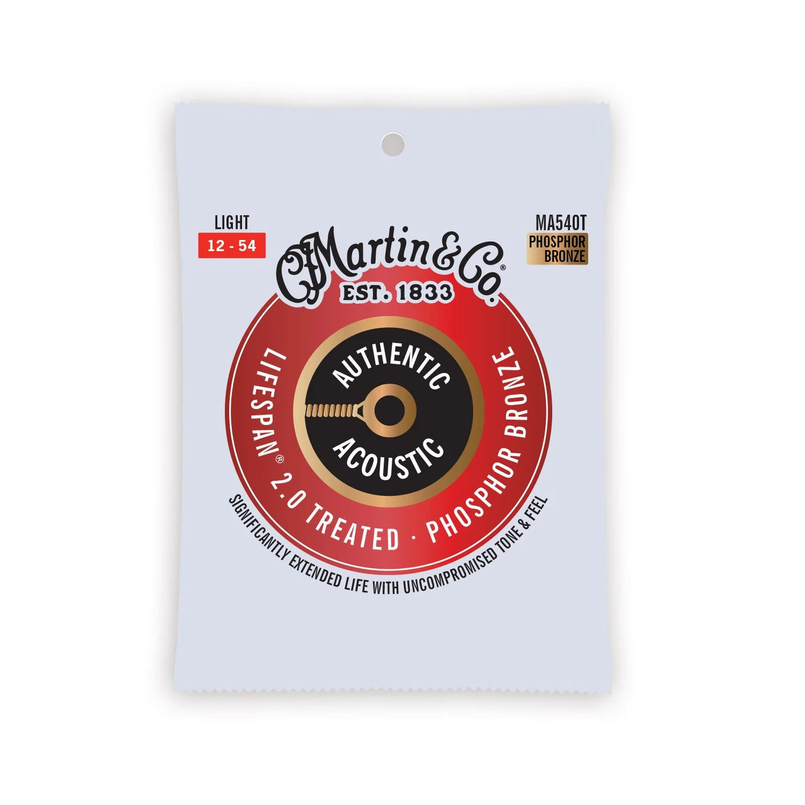 Martin Authentic Acoustic Lifespan® 2.0 Guitar Strings Phosphor Bronze - Light 12-54