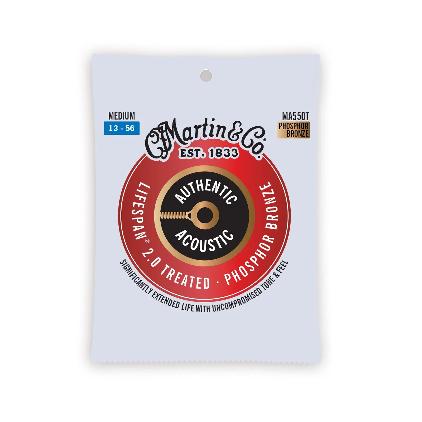 Martin Authentic Acoustic Lifespan® 2.0 Guitar Strings Phosphor Bronze - Medium 13-56