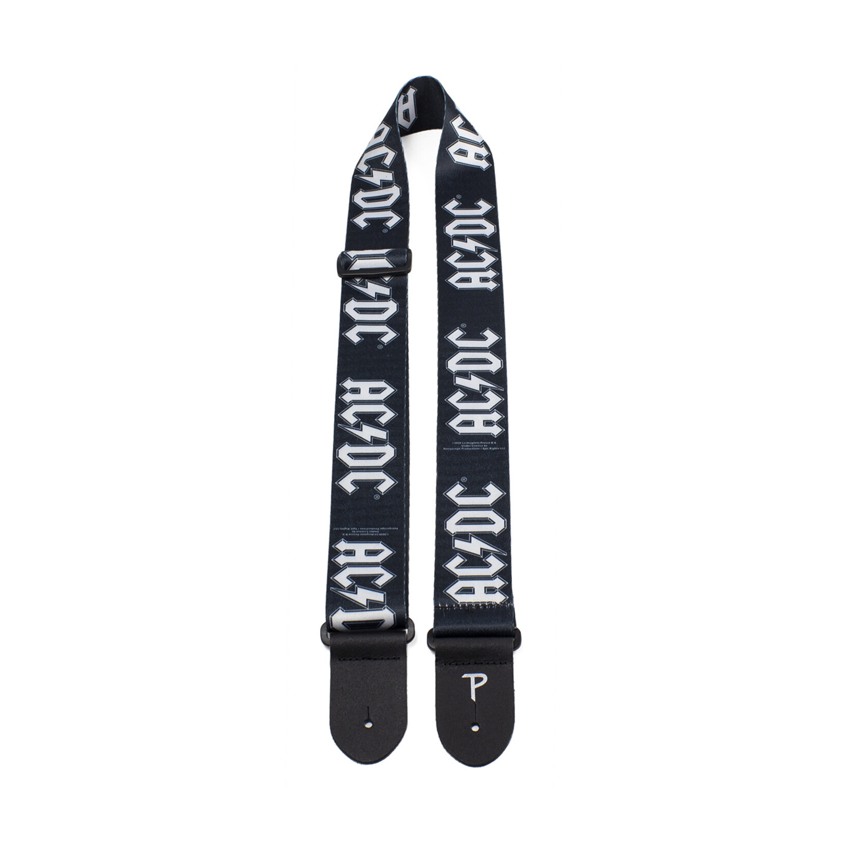 Perri's AC/DC White Logo On Black Polyester Guitar Strap