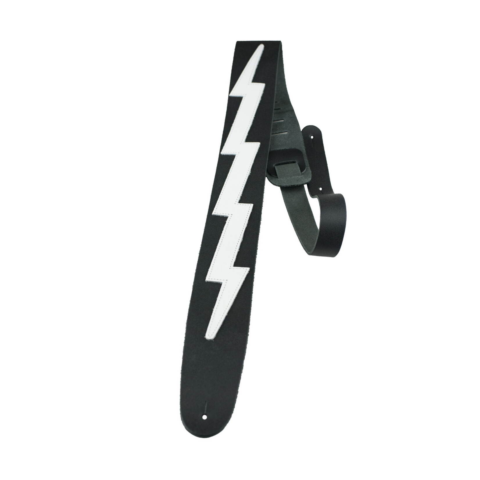 Perri's 2.5” Black Leather with White Leather Lightning Bolt