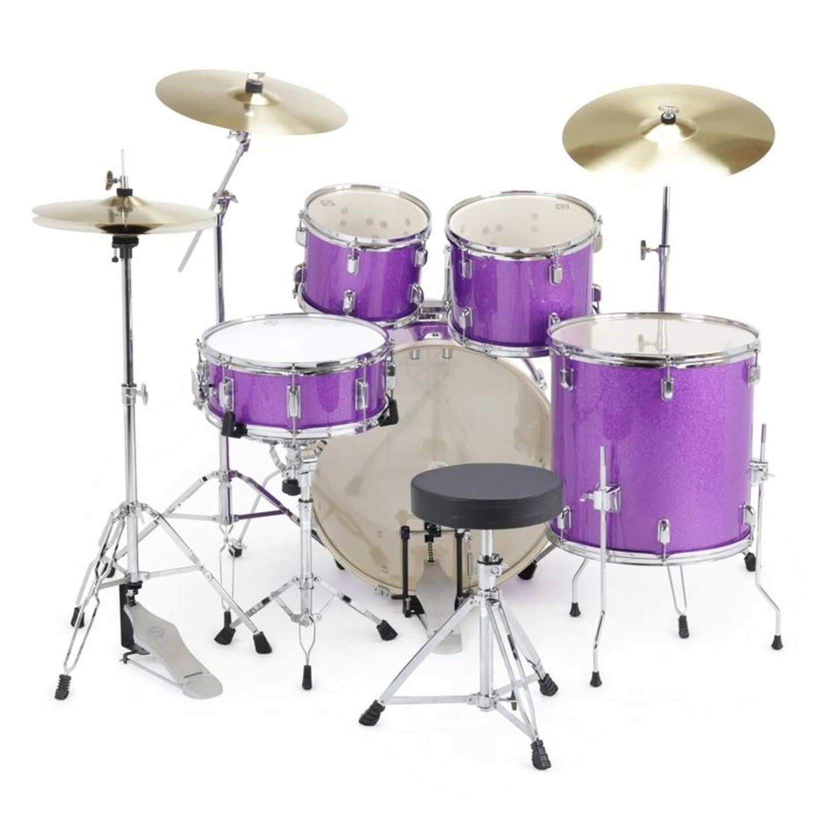 Dixon Spark 5pc Complete Drum Kit - Purple Sparkle