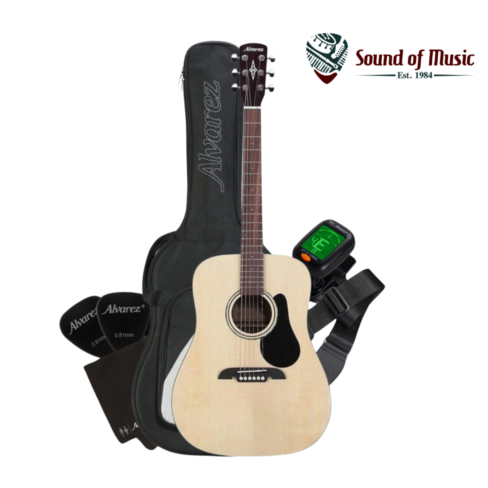 Alvarez RD26S Acoustic Guitar w/ Gig Bag, Strap, Tuner, Cloth, and Picks