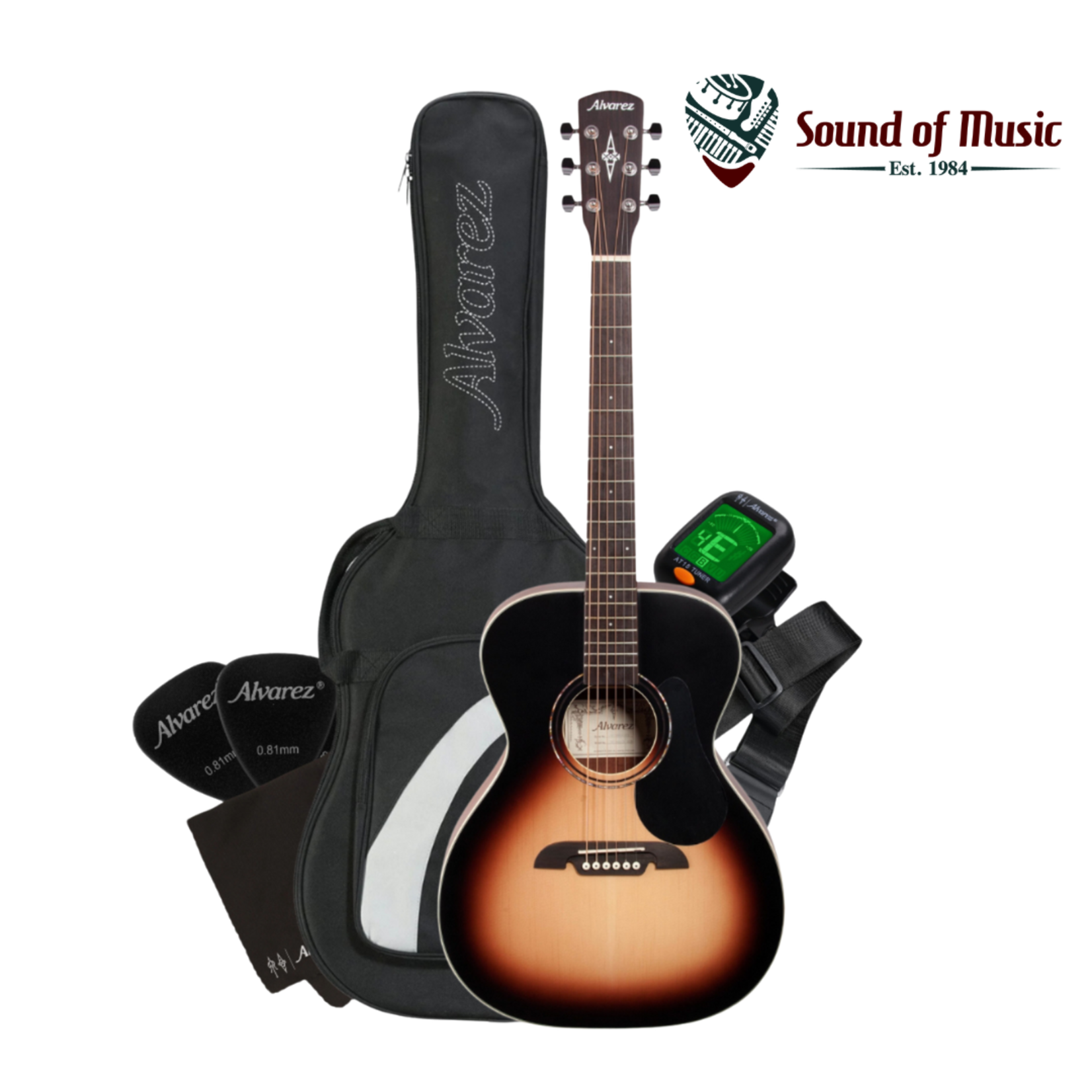 Alvarez RF26SSB-AGP Regent Folk Guitar Pack W/ Gig Bag, Tuner, & Picks