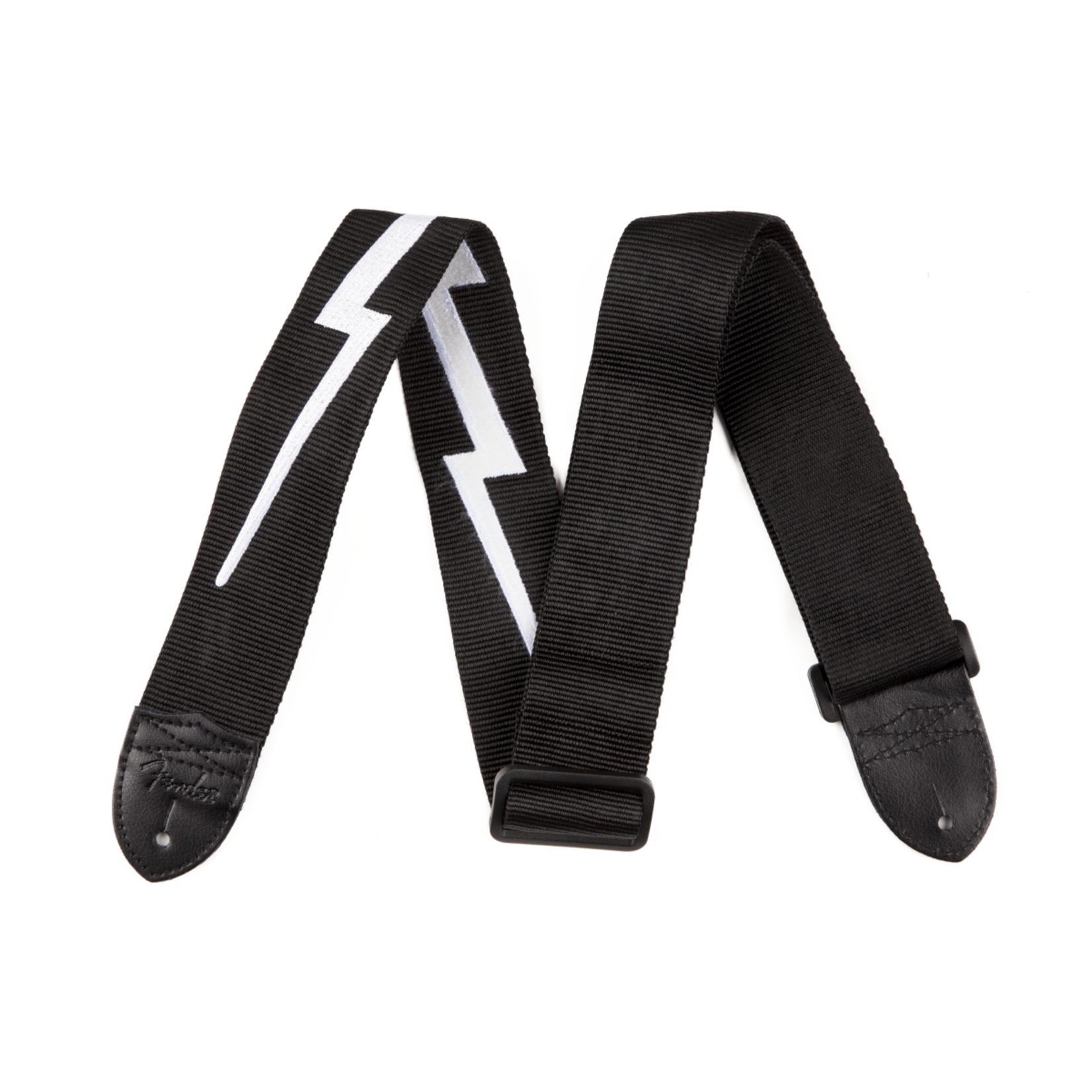 Fender Nylon Lightning Bolt Strap, Black/White, 2"