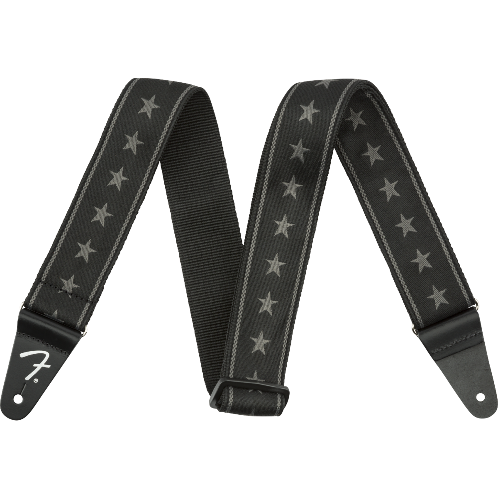 Fender Nylon Stars and Stripes Strap, Black/Grey, 2"