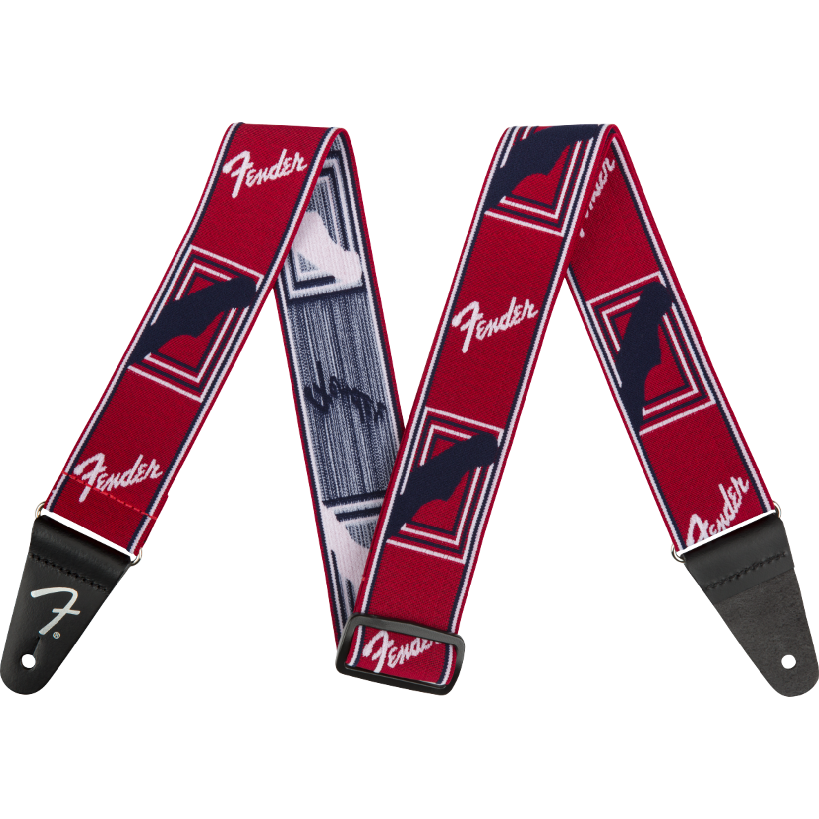 Fender WeighLess™ Monogram Strap, Red/White/Blue, 2"