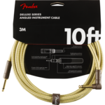 FENDER Fender Deluxe Series Instrument Cable, Straight/Angle, 10', Tweed