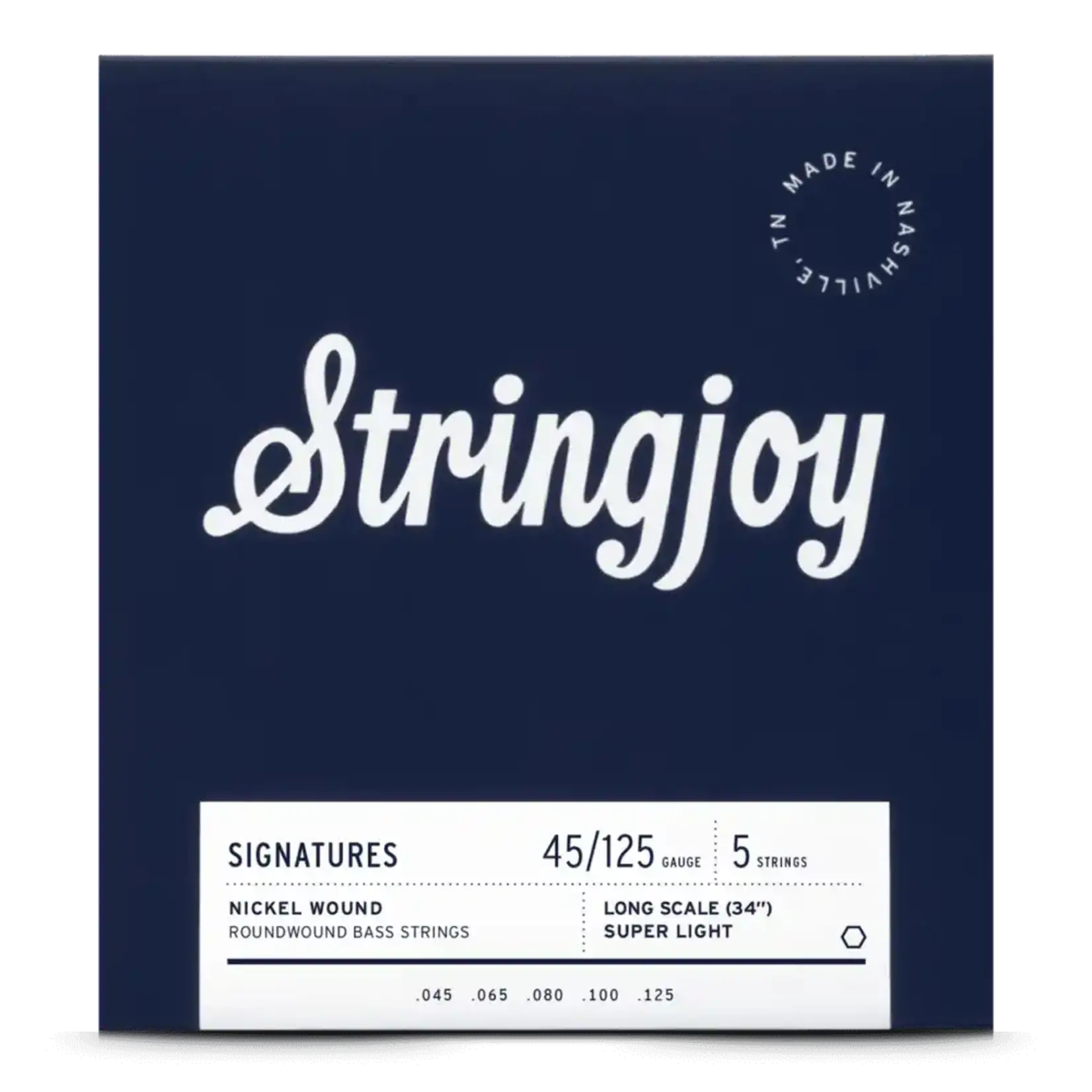 Stringjoy Super Light Gauge (45-125) 5 String Long Scale Nickel Wound Bass Guitar Strings