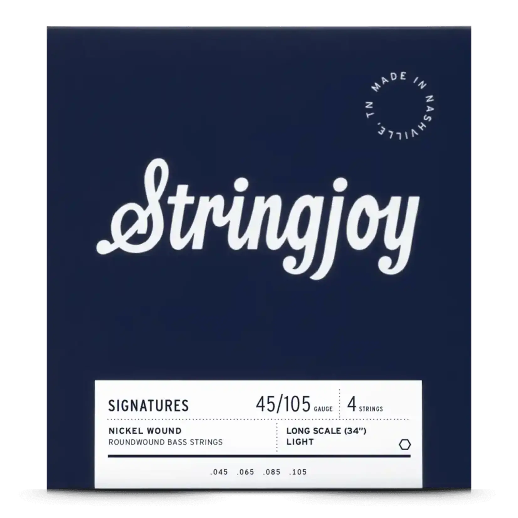 Stringjoy Light Gauge (45-105) 4 String Long Scale Nickel Wound Bass Guitar Strings