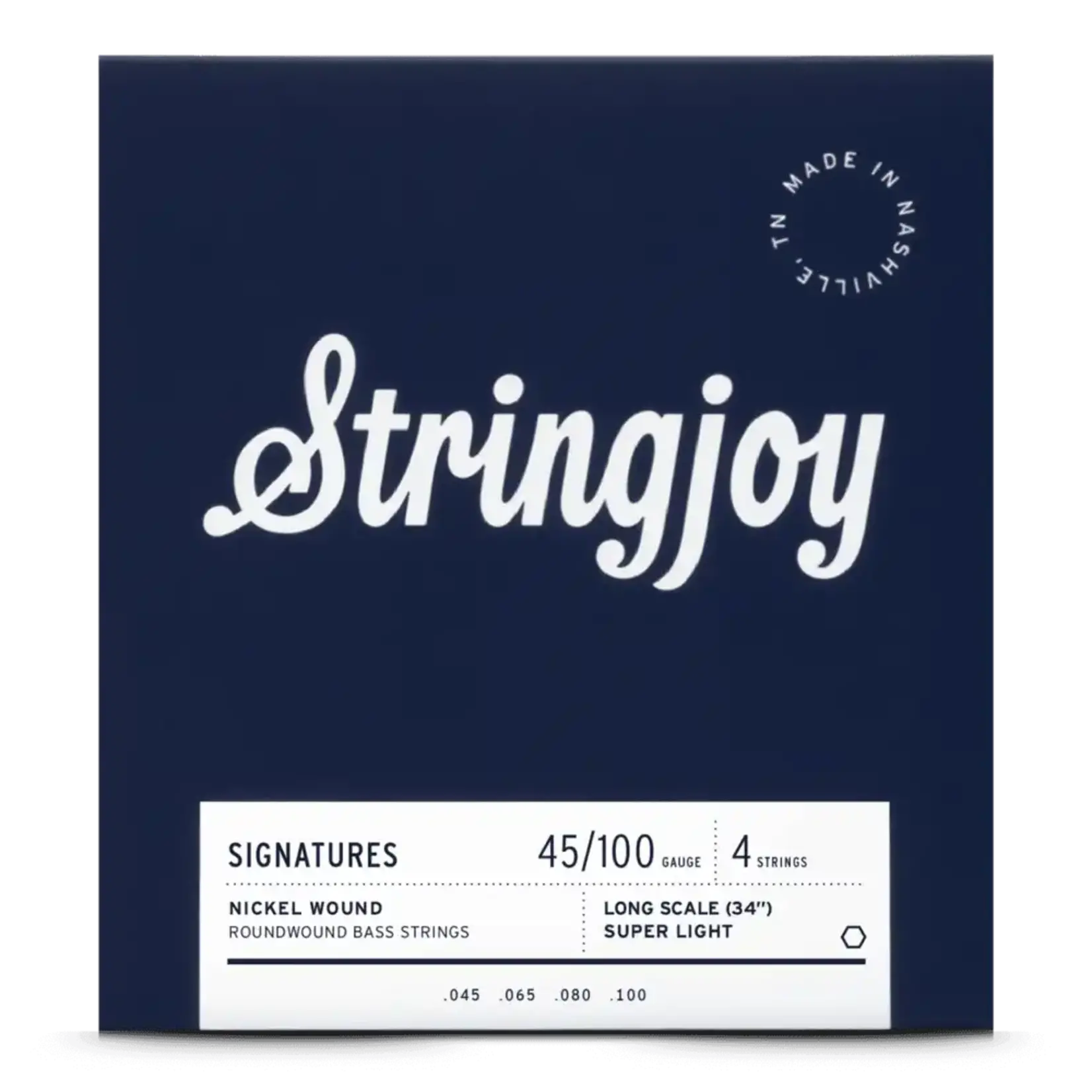 Stringjoy Super Light Gauge (45-100) 4 String Long Scale Nickel Wound Bass Guitar Strings