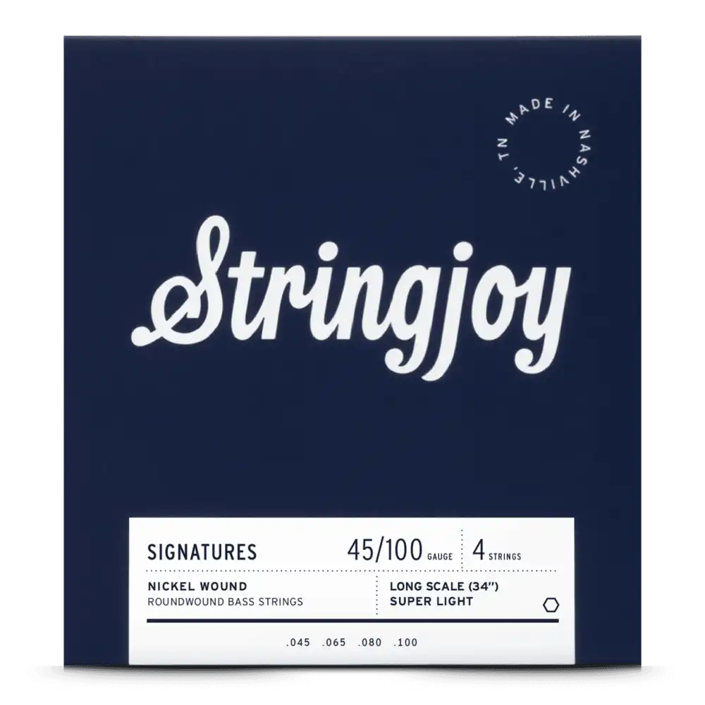 Stringjoy Super Light Gauge (45-100) 4 String Long Scale Nickel Wound Bass Guitar Strings