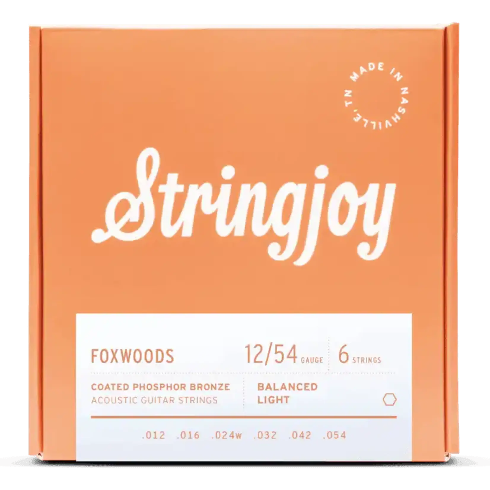 Stringjoy Foxwoods Light Gauge (12-54) Coated Phosphor Bronze Acoustic Guitar Strings