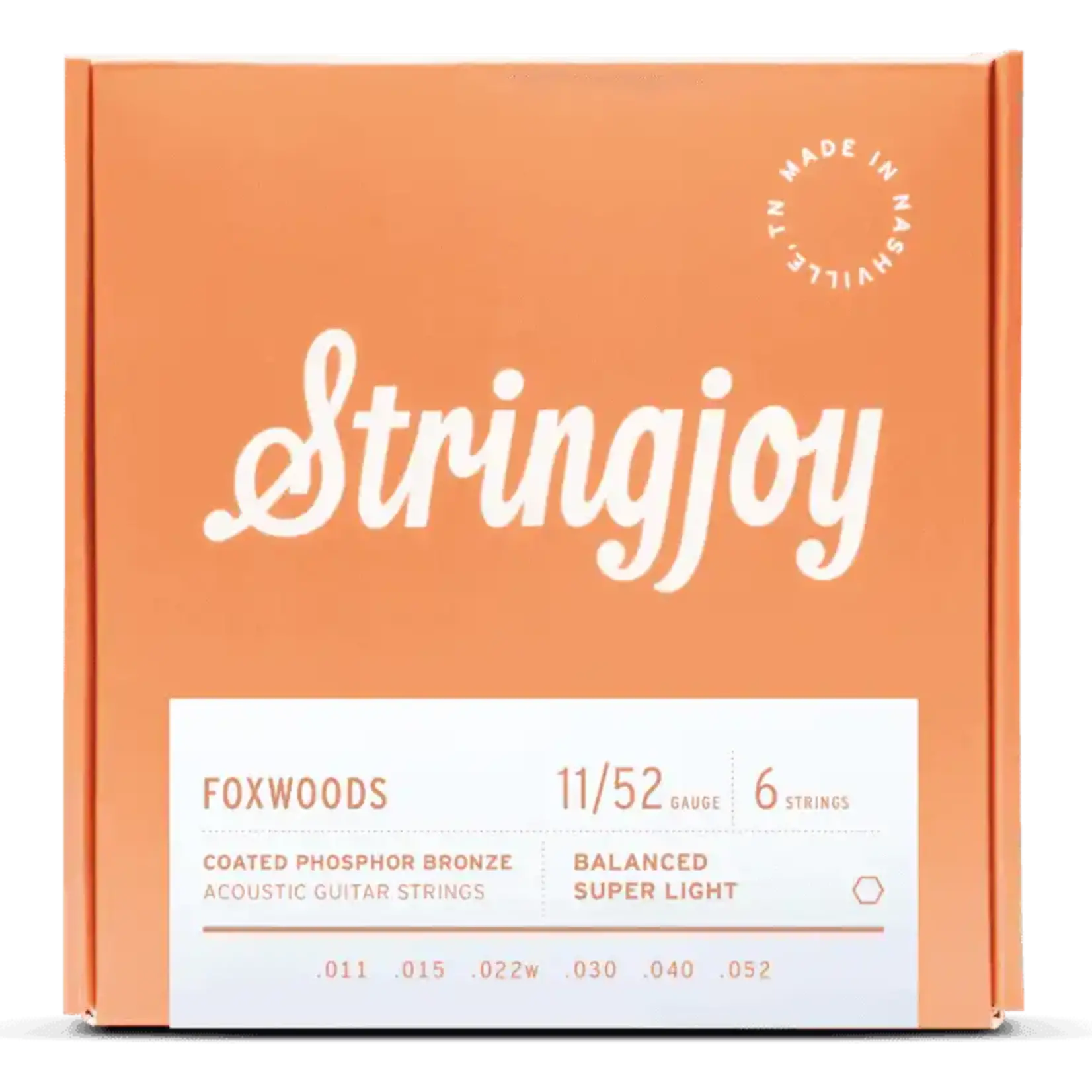 Stringjoy Foxwoods Super Light Gauge (11-52) Coated Phosphor Bronze Acoustic Guitar Strings