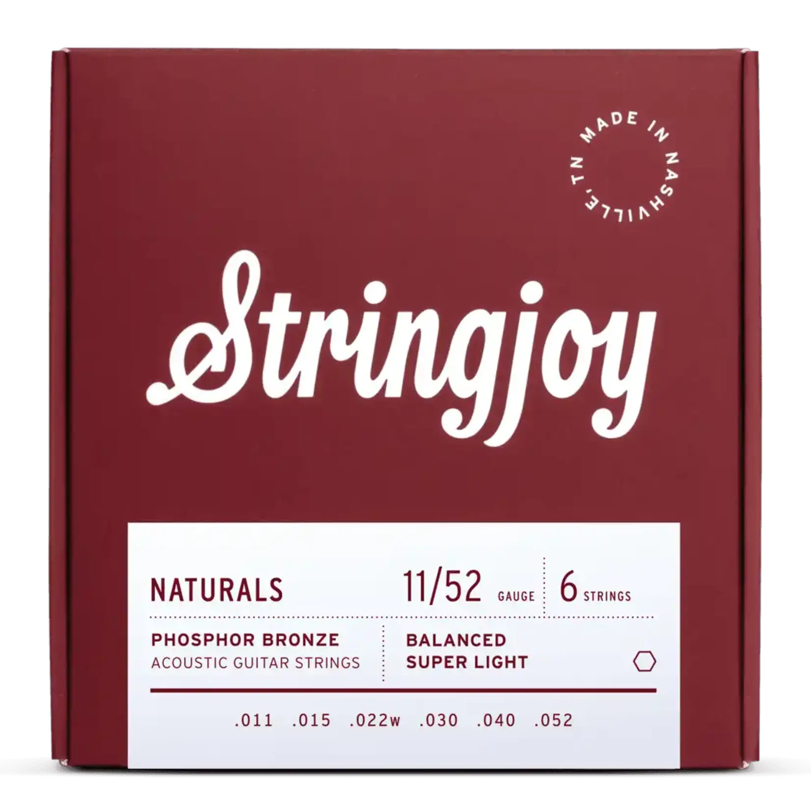 Stringjoy Naturals Super Light Gauge (11-52) Phosphor Bronze Acoustic Guitar Strings