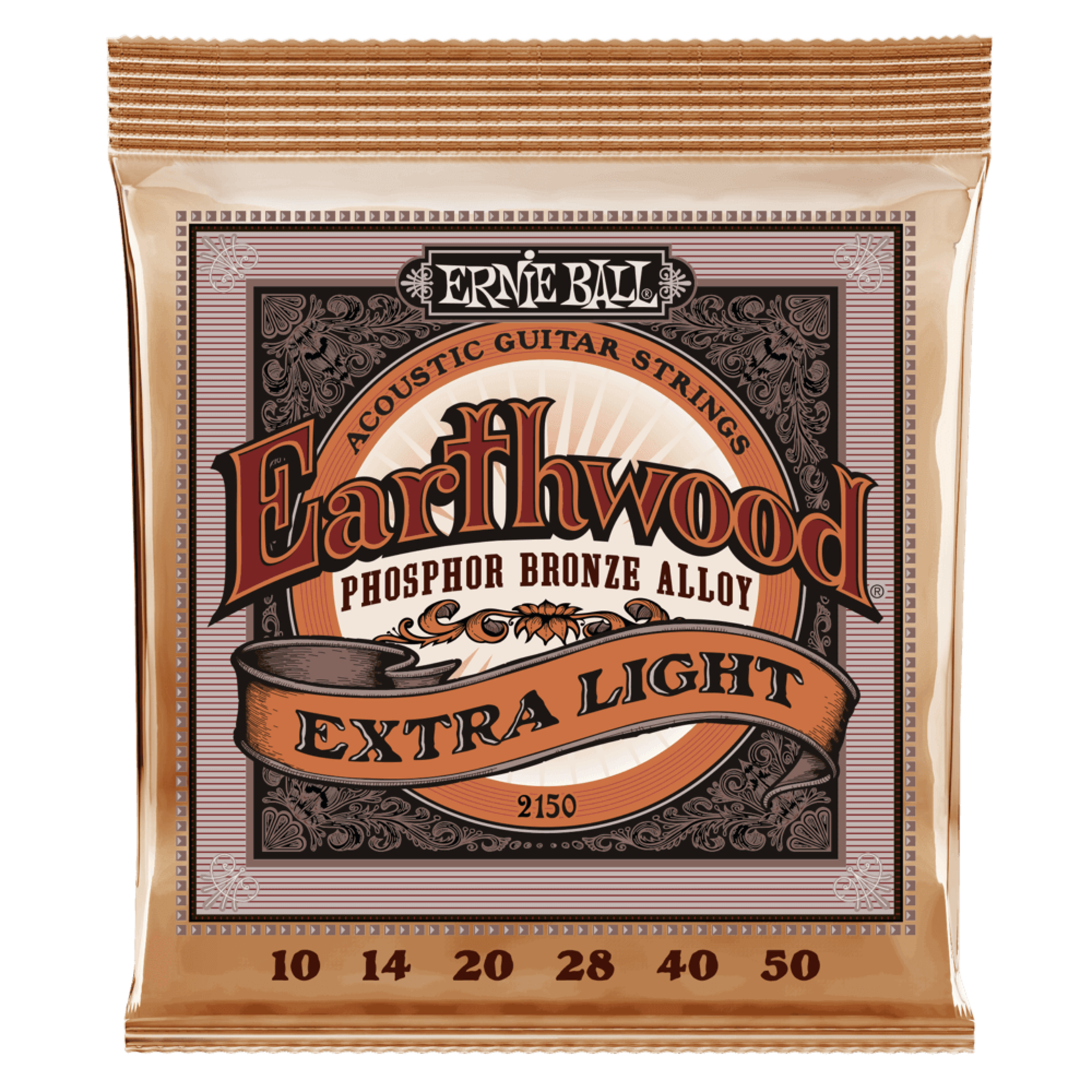 Ernie Ball Extra Light Earthwood Phosphor Bronze Acoustic Guitar Strings 10-50 Gauge