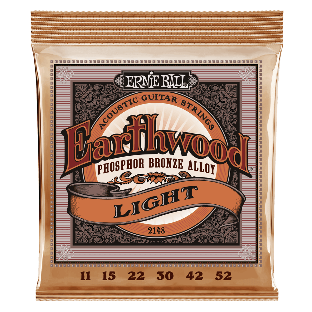 Ernie Ball Light Earthwood Phosphor Bronze Acoustic Guitar Strings 11-52 Gauge