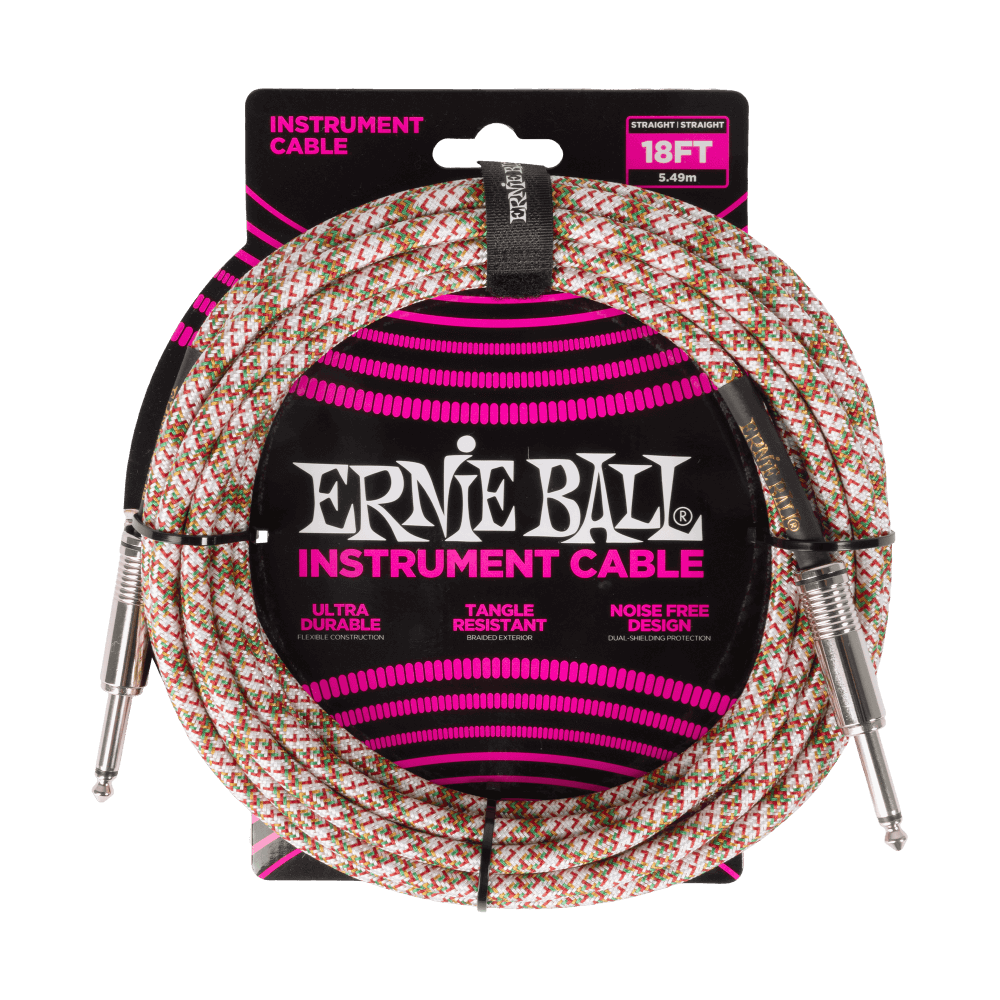 Ernie Ball Braided Instrument Cable Straight/Straight 18ft - Emerald Argyle