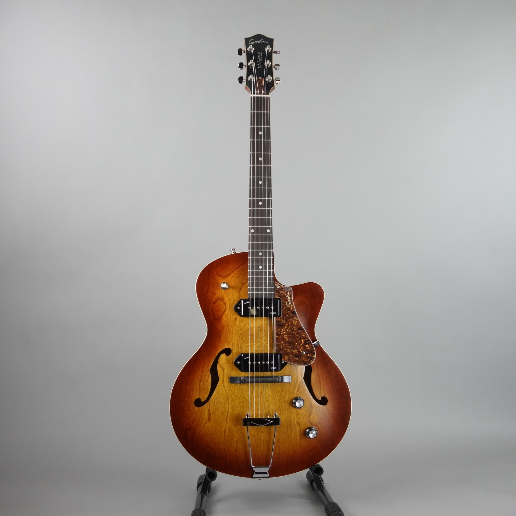 Godin 5th Avenue CW Kingpin II P90 Hollowbody Electric Guitar - Cognac Burst
