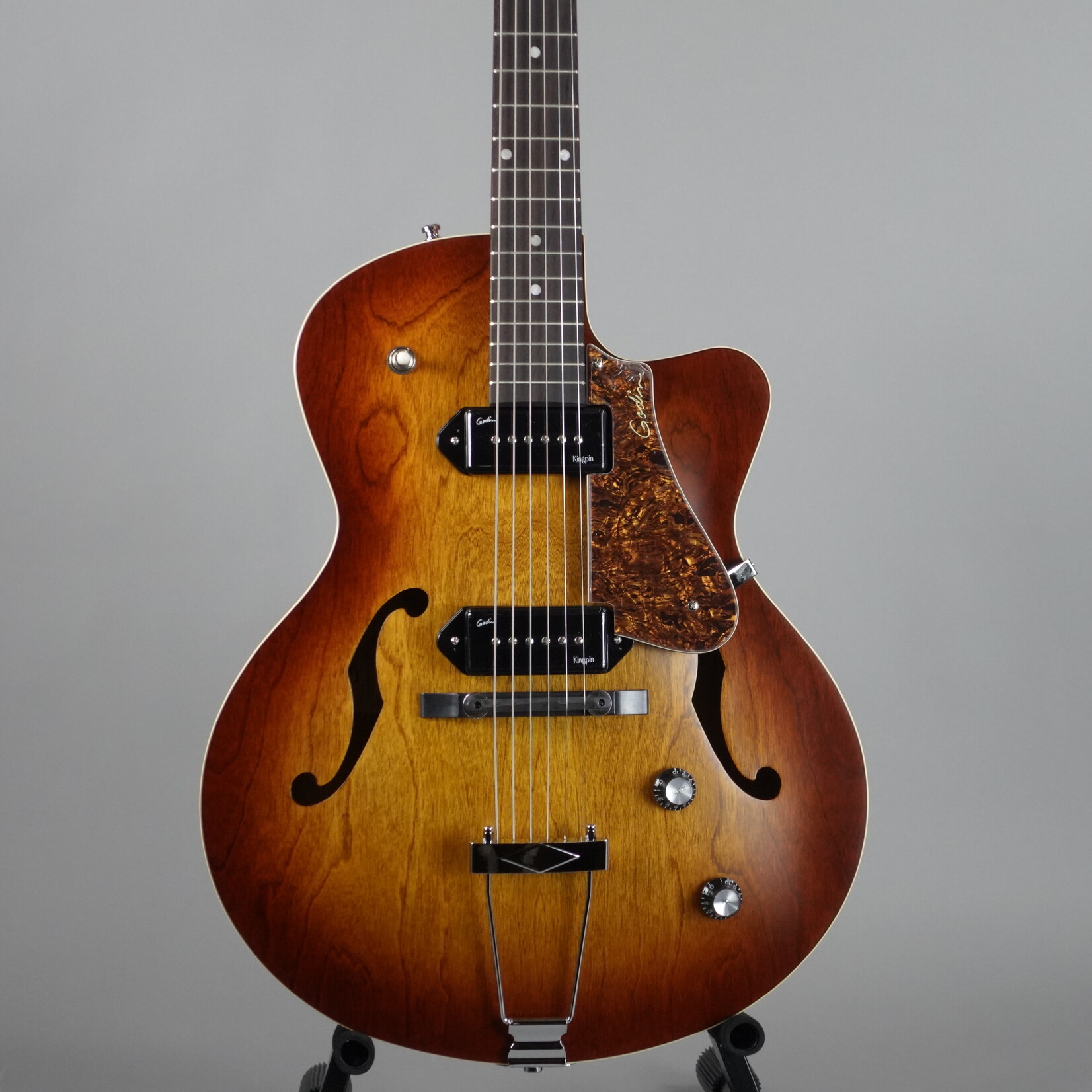 Godin 5th Avenue CW Kingpin II P90 Hollowbody Electric Guitar - Cognac Burst