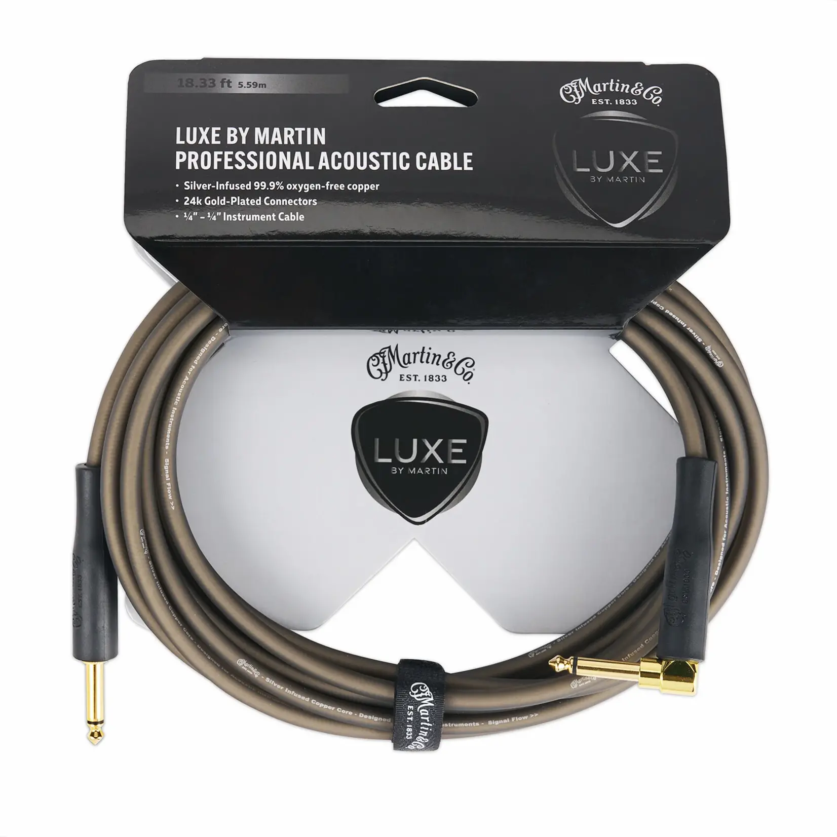 LUXE BY MARTIN® Straight-Right Angle Instrument Cable - 18 ft