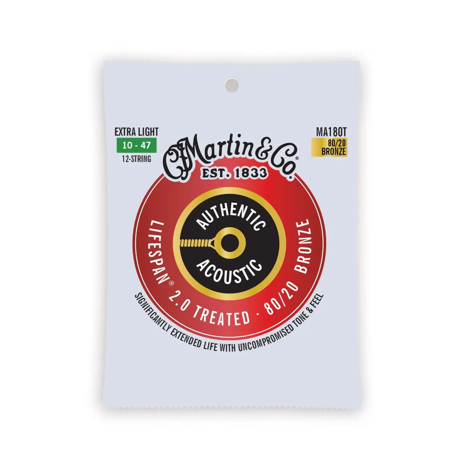 Martin Authentic Acoustic Lifespan® 2.0 12-String Guitar Strings 80/20 Bronze - 10-47