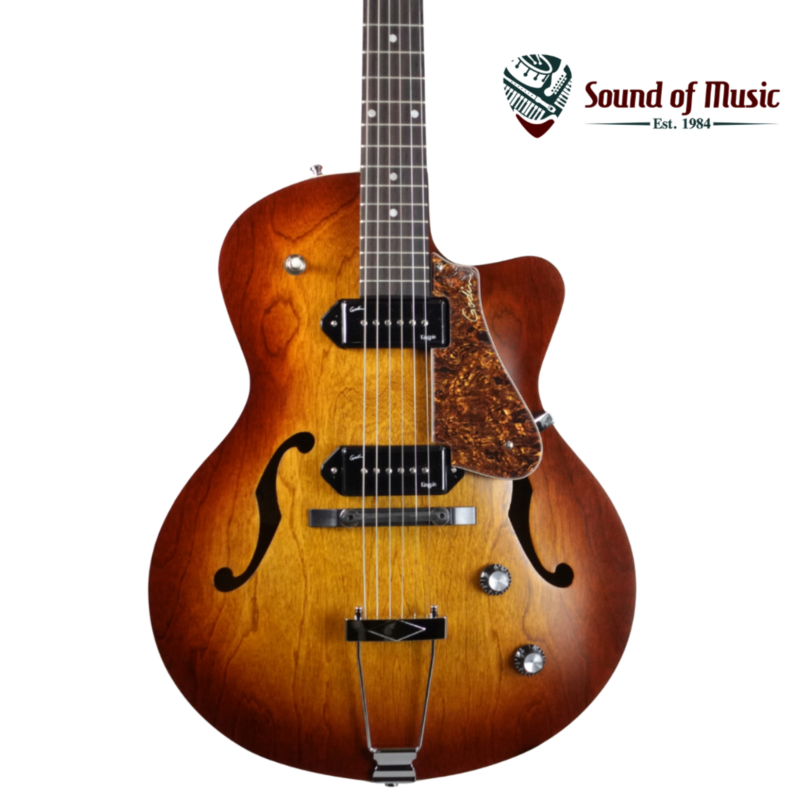 Godin 5th Avenue CW Kingpin II P90 Hollowbody Electric Guitar - Cognac Burst
