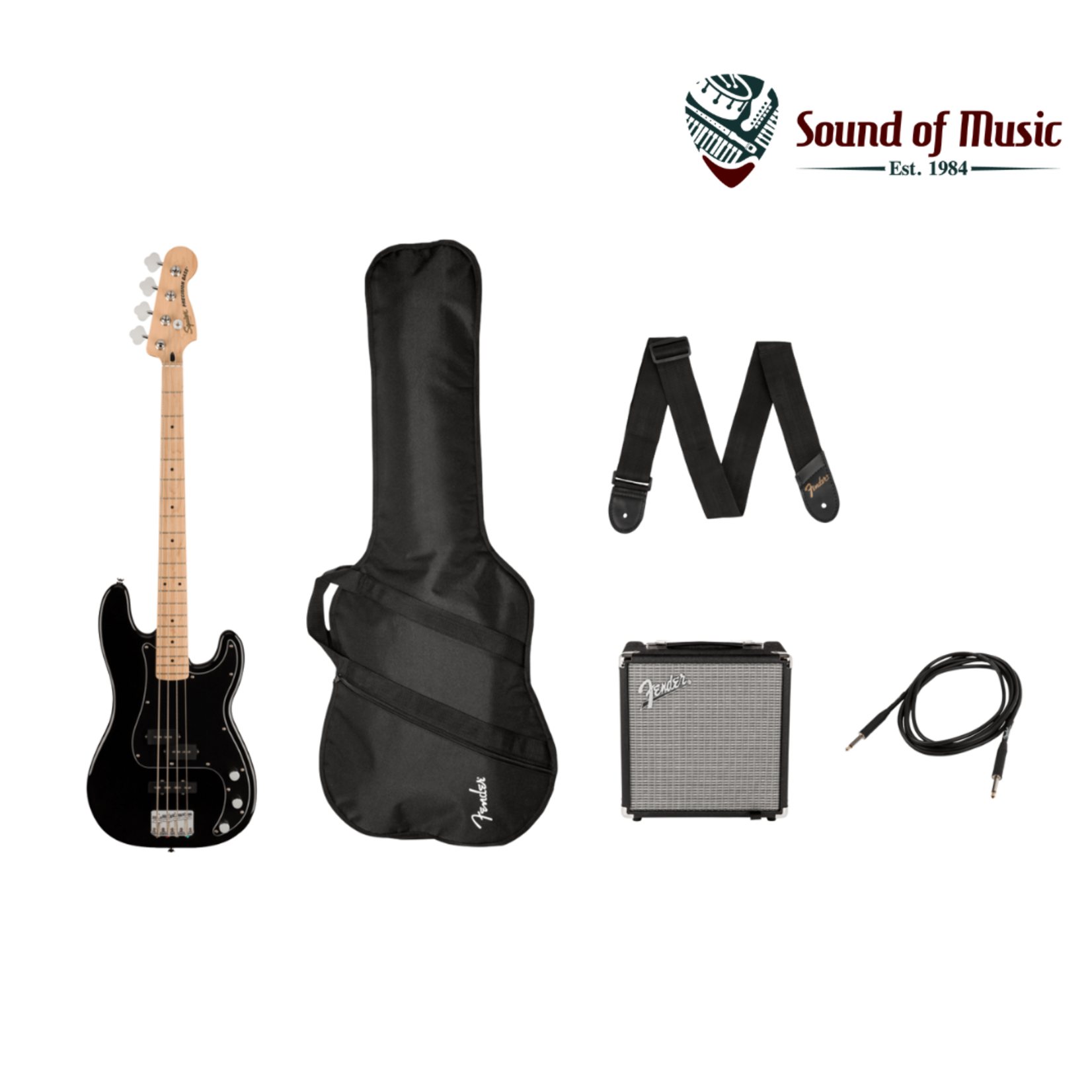 Squier Affinity Series Precision Bass PJ Pack W/Gig Bag & Amp - Black