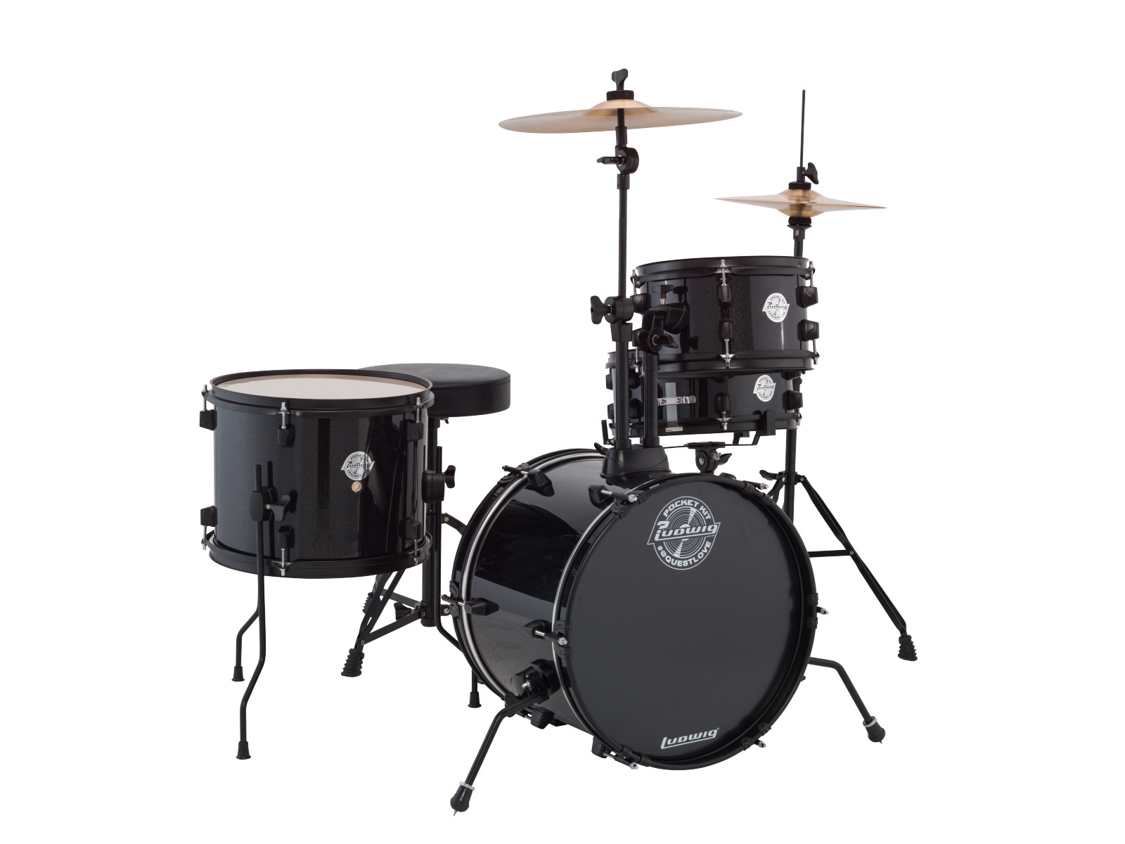 Ludwig Questlove Pocket Kit 4-Piece Complete Drum Set - Black Sparkle