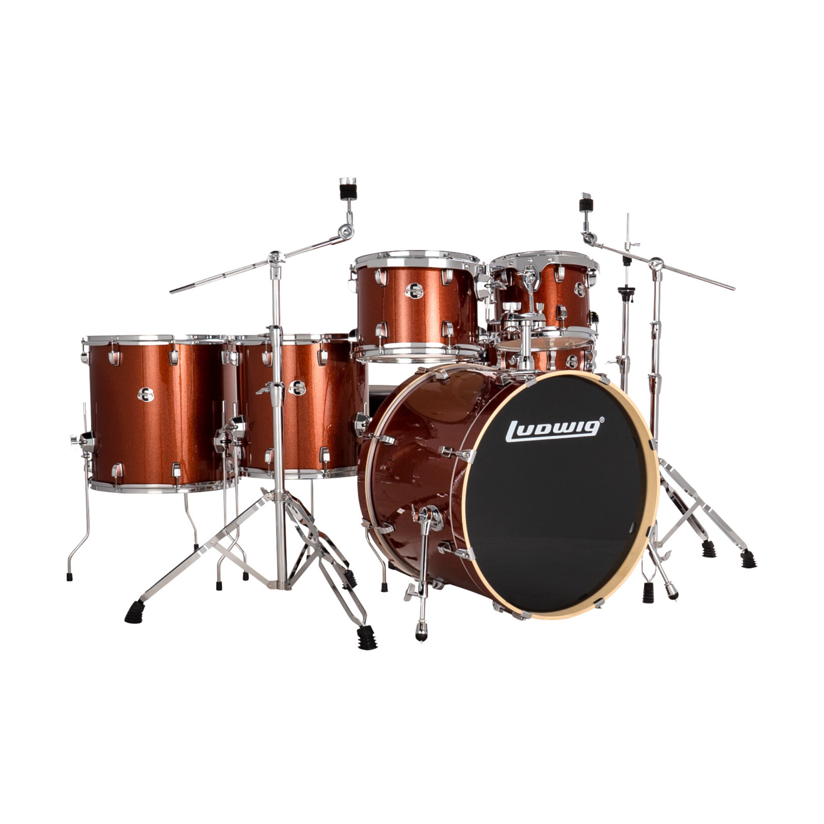 Ludwig Evolution 6-Piece Drum Set with Hardware - 22" Bass Drum Copper Sparkle