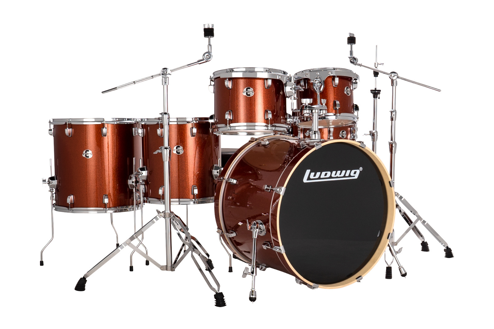 Ludwig Evolution 6-Piece Drum Set with Hardware - 22" Bass Drum Copper Sparkle