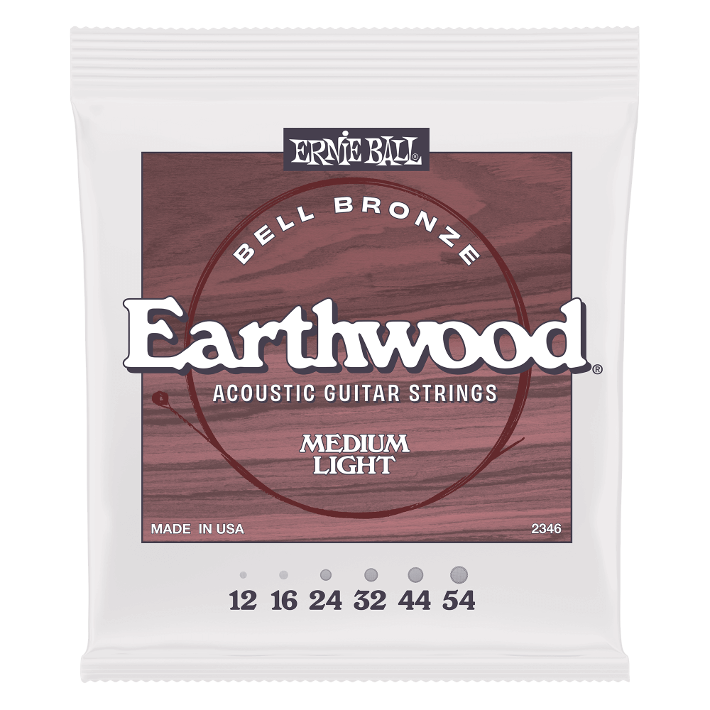 Ernie Ball Medium Light Earthwood Bell Bronze Acoustic Guitar Strings - 12-54