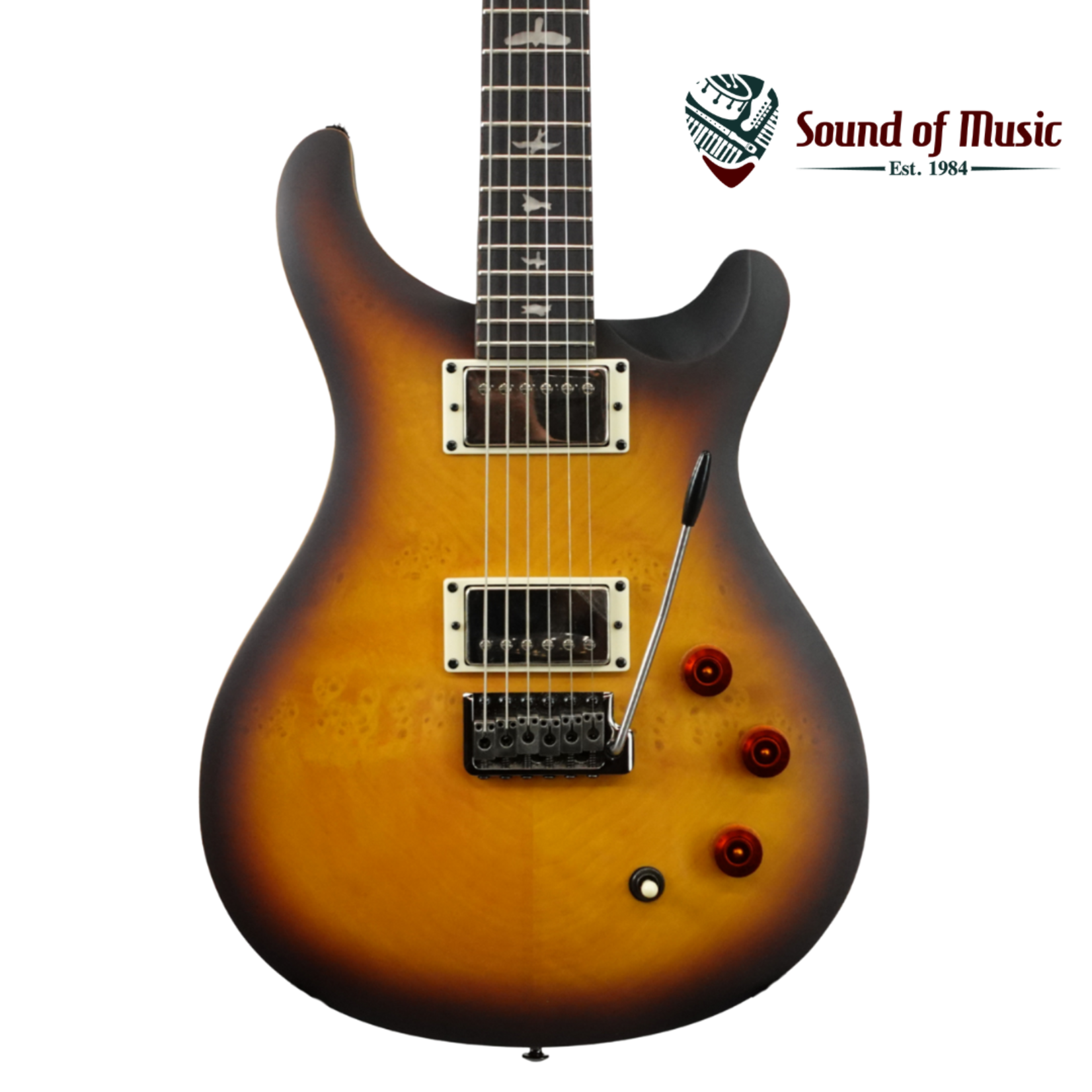 PRS SE DGT David Grissom Exotic Laurel Burl W/Gig Bag - McCarty Tobacco Sunburst