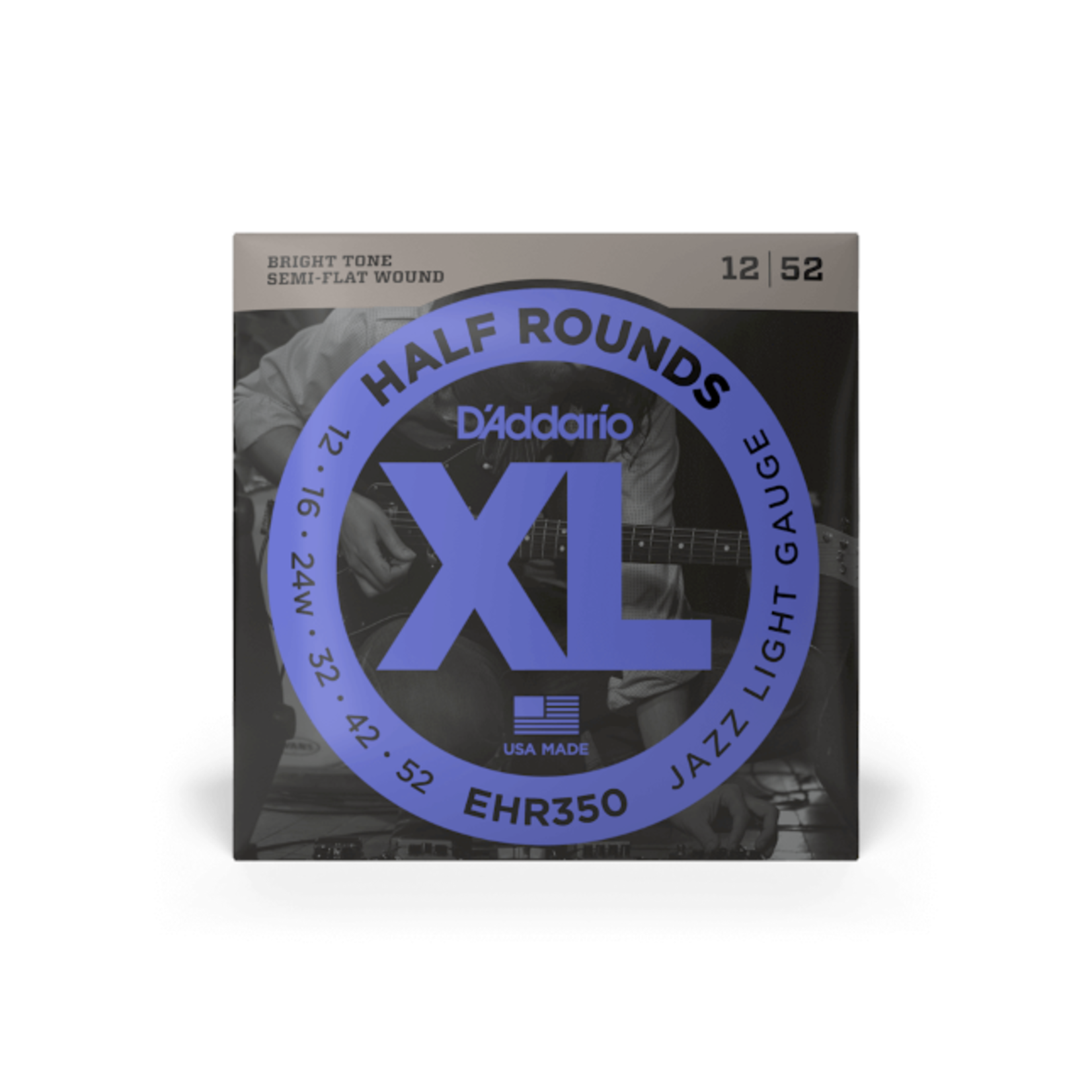 D'Addario 12-52 Jazz Light, XL Half Rounds Electric Guitar Strings