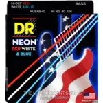 DR Strings DR Strings NUSAB-45 K3 Neon USA Flag Red White & Blue Coated Electric Bass Strings (45-105)
