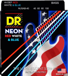 DR Strings NUSAB-45 K3 Neon USA Flag Red White & Blue Coated Electric Bass Strings (45-105)
