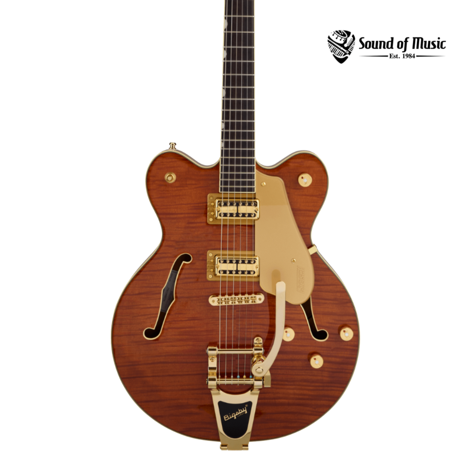 Gretsch Electromatic LTD Flame Okoume Broadkaster Double-Cut w/Bigsby, Rosewood Fingerboard - Roundup Orange