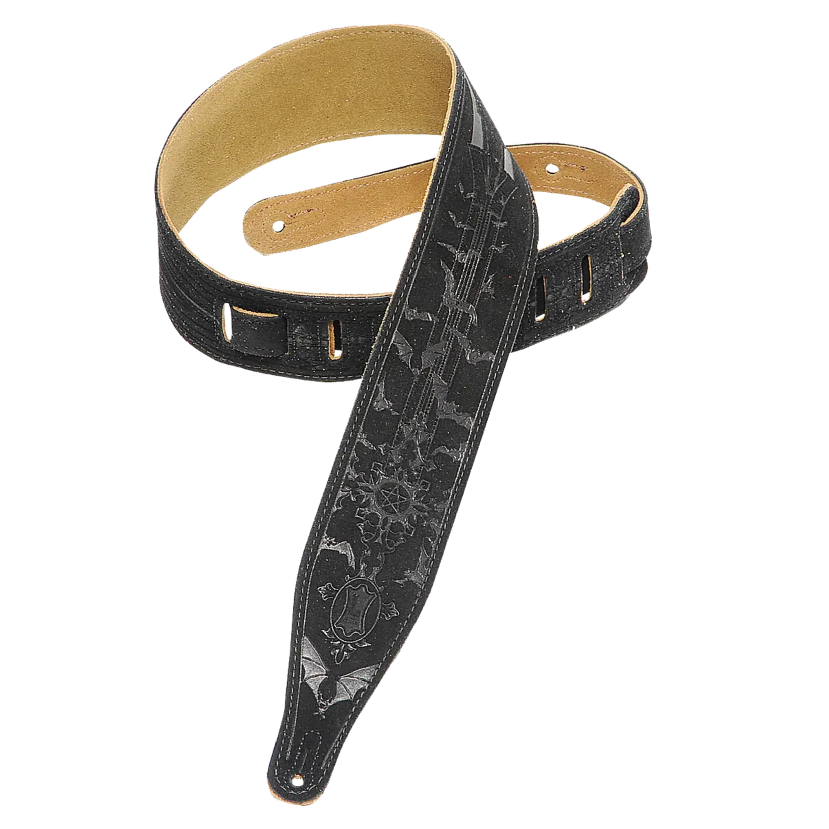 Levy's MS17T05 Suede Guitar Strap - Black Bats