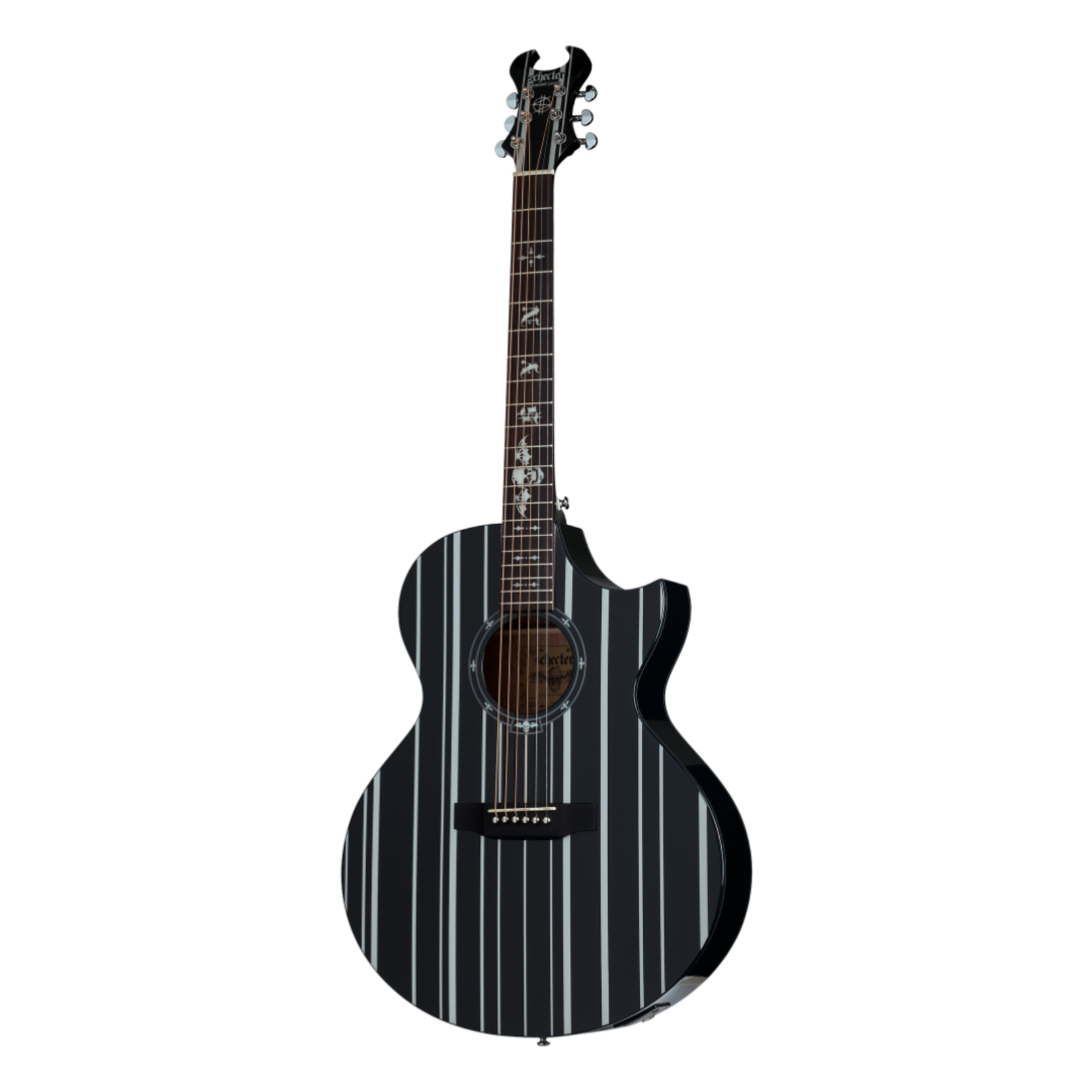 Schecter Synyster Gates 'Syn AC-GA SC' Acoustic-Electric Guitar - Gloss Black with Silver Pinstripes