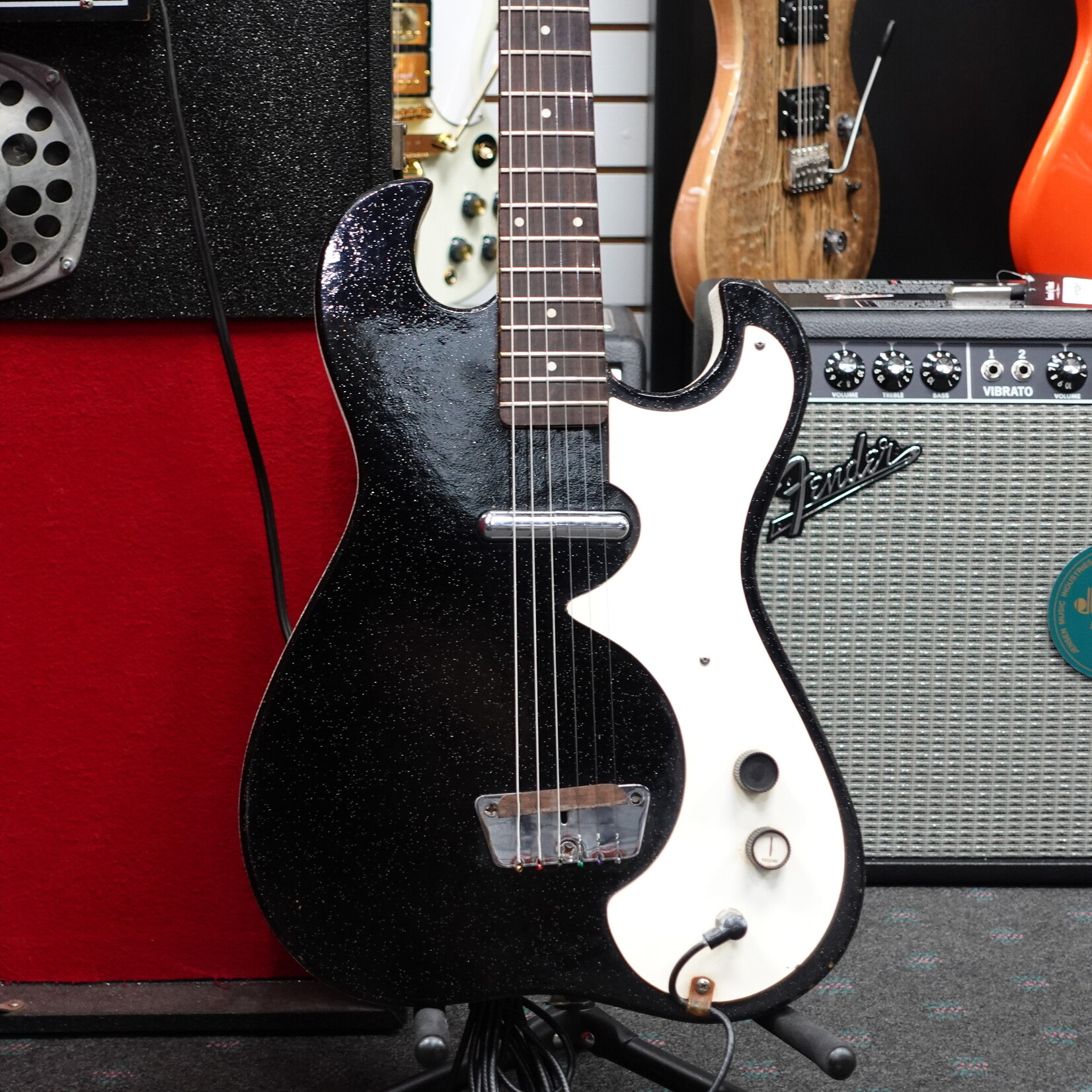 Vintage Silvertone 1448 Guitar and Amp Case - Black Sparkle (Used Circa 1960's)