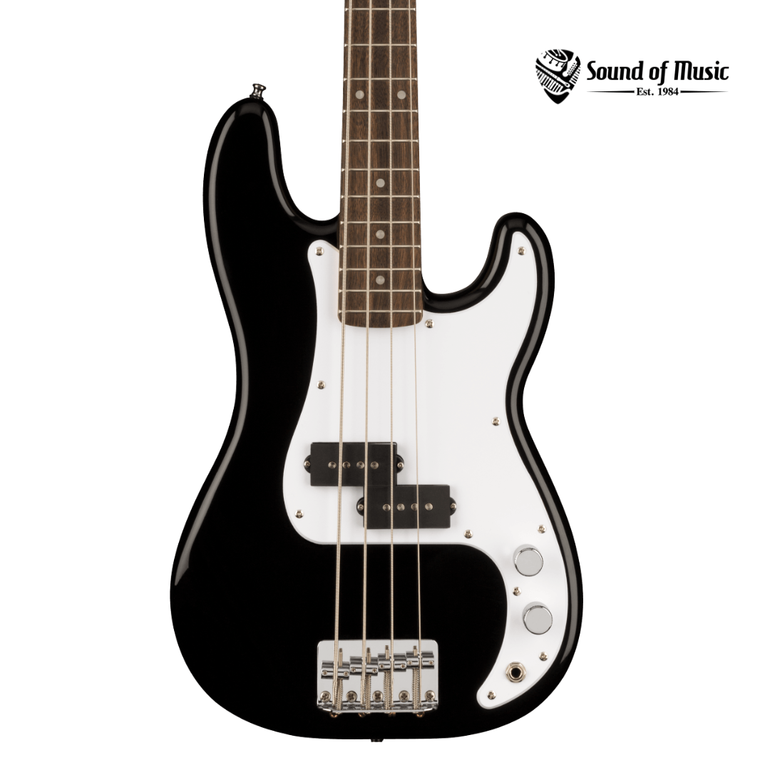 Squier Mini Precision Bass, Laurel Fingerboard, White Pickguard - Black