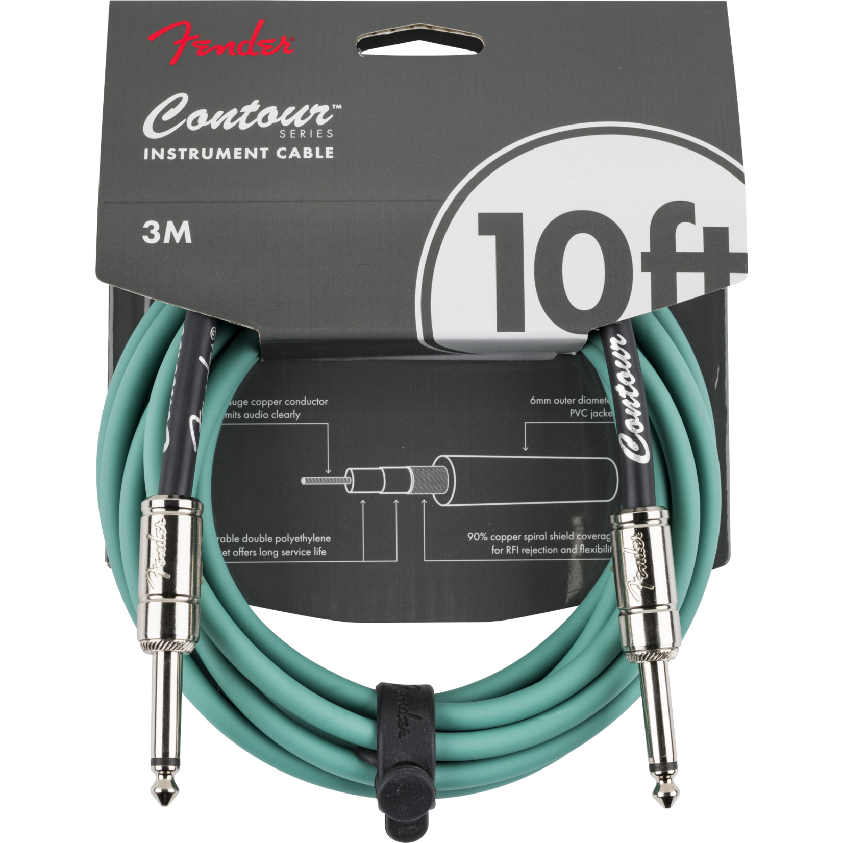 Fender Contour Instrument Cable - Sherwood Green, 10'