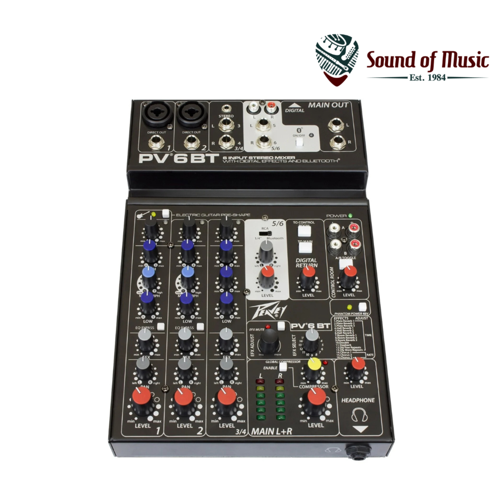 Peavey PV 6 BT 6 Channel Compact Mixer W/Bluetooth