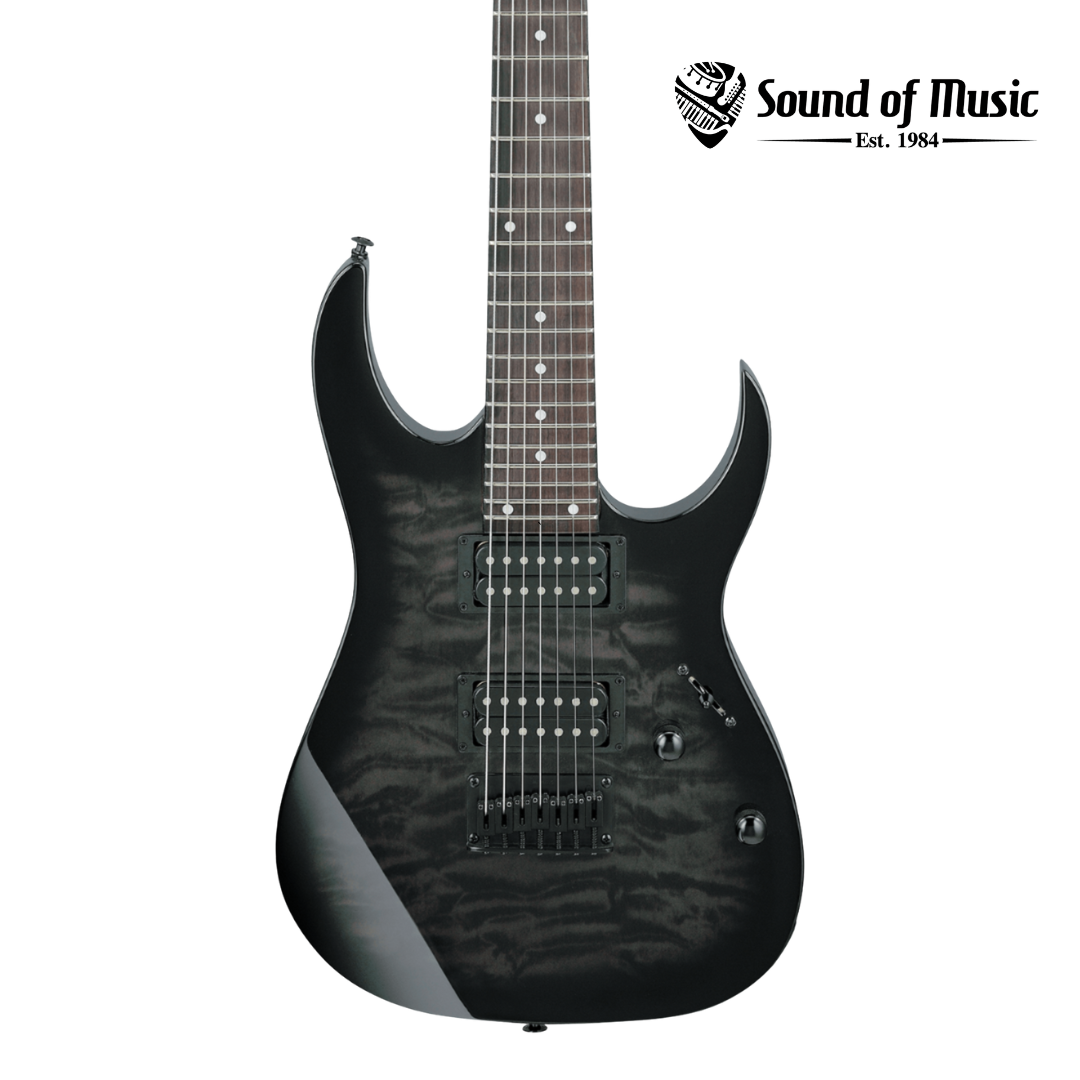 Ibanez Gio GRG7221QA 7-String Electric Guitar - Transparent Black Sunburst