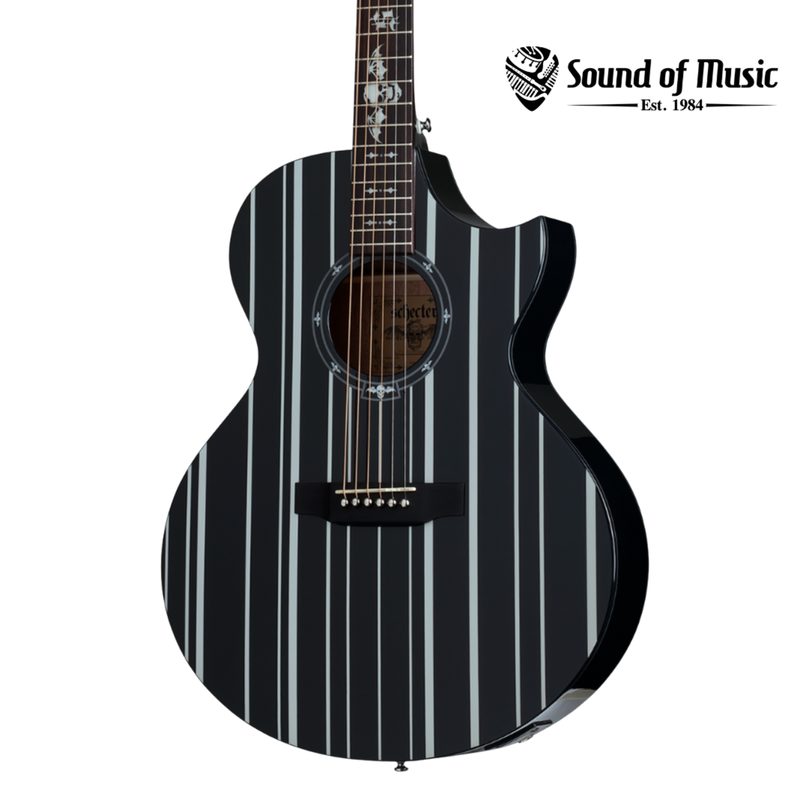 Schecter Synyster Gates 'Syn AC-GA SC' Acoustic-Electric Guitar - Gloss Black with Silver Pinstripes