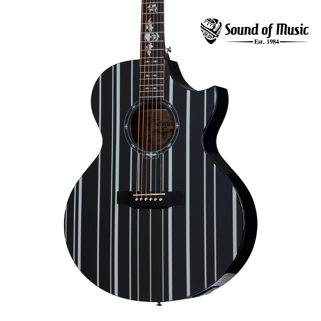 Schecter Synyster Gates 'Syn AC-GA SC' Acoustic-Electric Guitar - Gloss Black with Silver Pinstripes