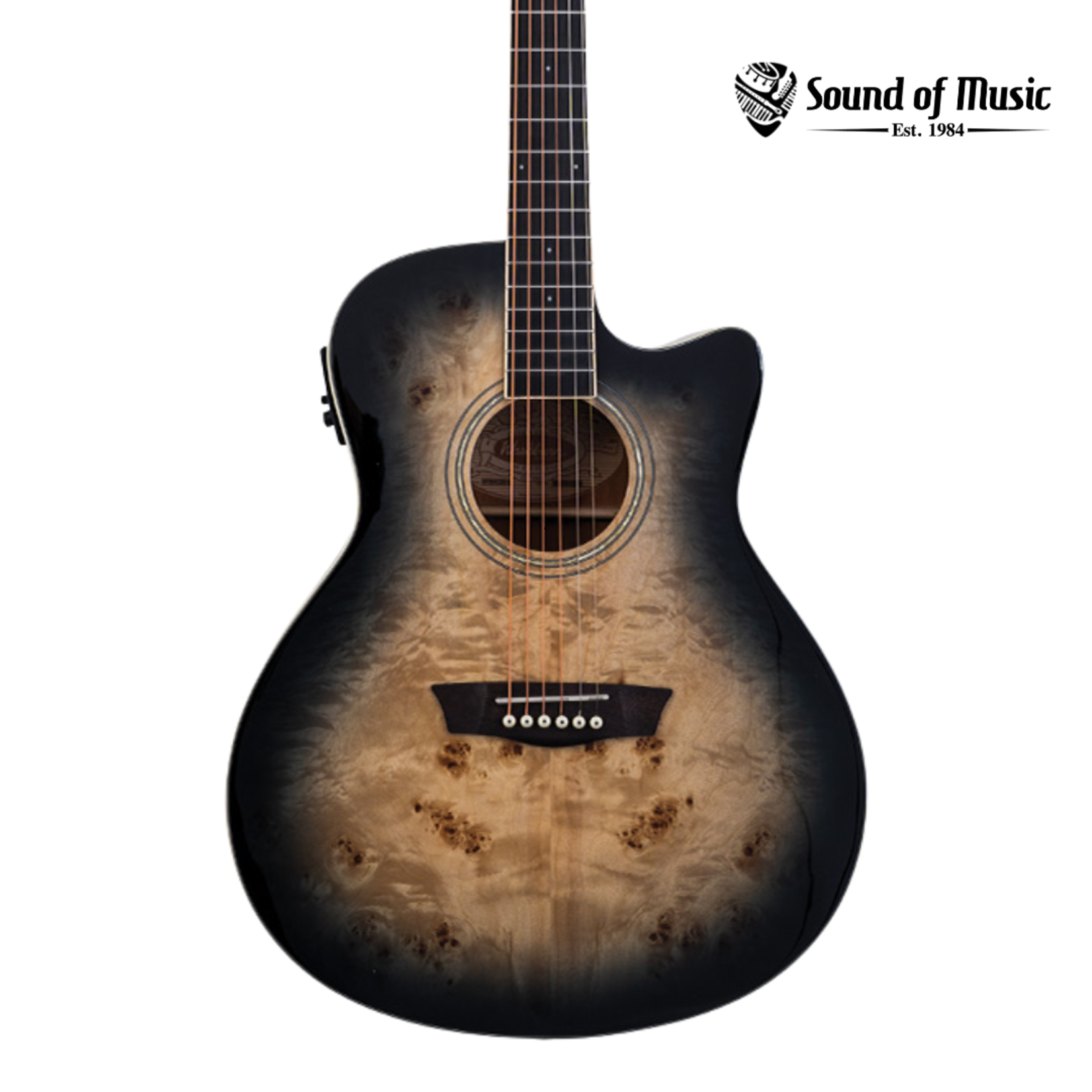 Washburn Deep Forest Burl ACE Acoustic Guitar - Black Fade