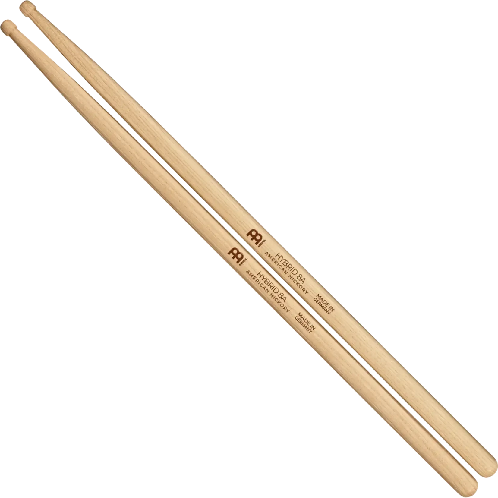 Meinl Hybrid 8A Drumstick, Hickory, Medium, Hybrid tip, Pair